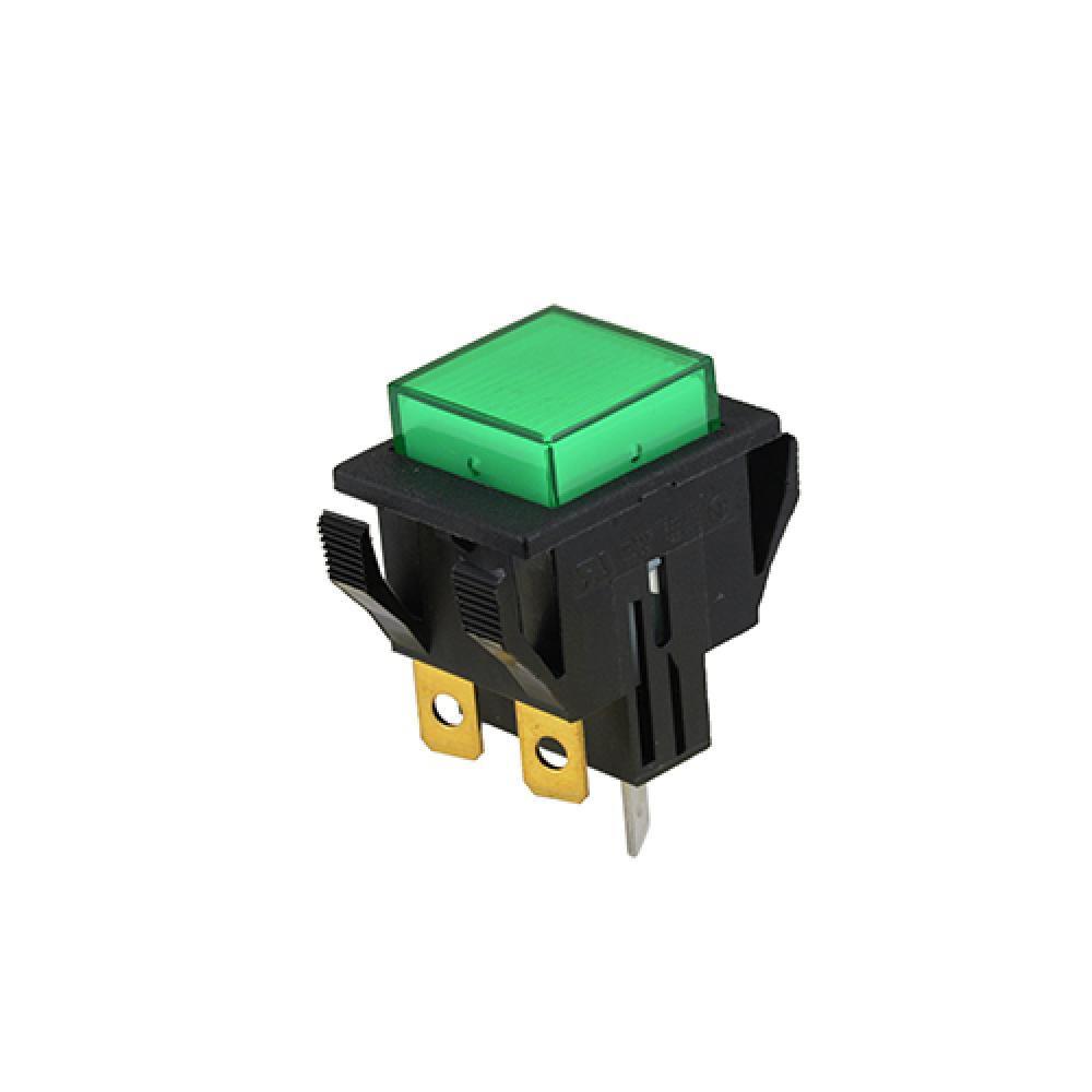 Switch Push Button On Off Spst Square Green 10A<span class=' ItemWarning' style='display:block;'>Item is usually in stock, but we&#39;ll be in touch if there&#39;s a problem<br /></span>