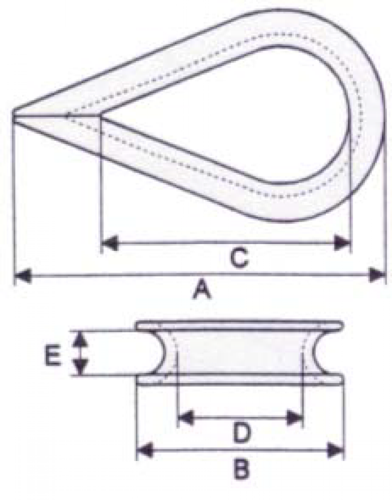 Standard Wire Rope Thimbles<span class=' ItemWarning' style='display:block;'>Item is usually in stock, but we&#39;ll be in touch if there&#39;s a problem<br /></span>