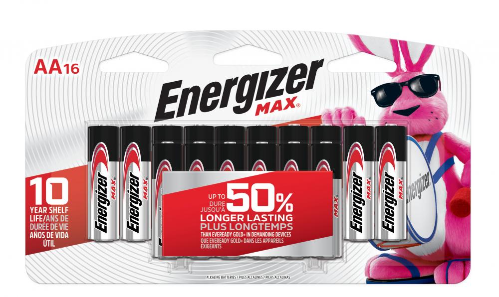 Energizer MAX AA Batteries (16 Pack), Double A Alkaline Batteries<span class=' ItemWarning' style='display:block;'>Item is usually in stock, but we&#39;ll be in touch if there&#39;s a problem<br /></span>