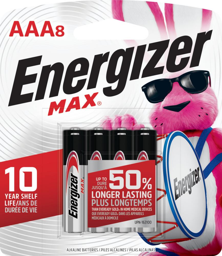 Energizer MAX AAA Batteries (8 Pack), Triple A Alkaline Batteries<span class=' ItemWarning' style='display:block;'>Item is usually in stock, but we&#39;ll be in touch if there&#39;s a problem<br /></span>