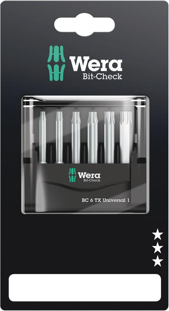 BIT-CHECK 6 TX UNIVERSAL 1 SB BITS FOR TX SCREWS<span class=' ItemWarning' style='display:block;'>Item is usually in stock, but we&#39;ll be in touch if there&#39;s a problem<br /></span>