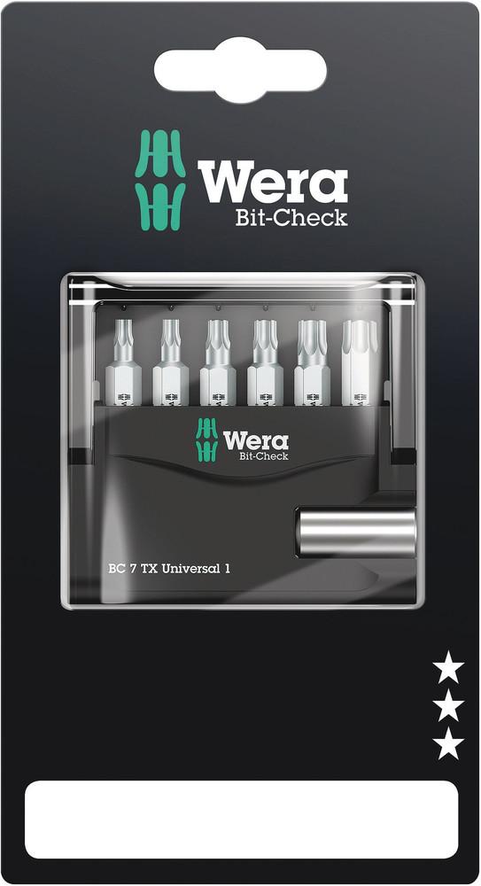 BIT-CHECK 7 TX UNIVERSAL 1 SB BITS FOR TORX SCREWS + BITHOLDER<span class=' ItemWarning' style='display:block;'>Item is usually in stock, but we&#39;ll be in touch if there&#39;s a problem<br /></span>