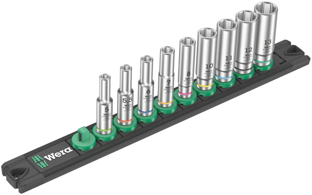 Magnetic socket rail A Deep 1 socket set, 1/4&#34; drive, 9 pieces<span class=' ItemWarning' style='display:block;'>Item is usually in stock, but we&#39;ll be in touch if there&#39;s a problem<br /></span>