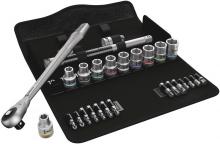 Wera Tools 05004077001 - 8100 SC 7 ZYKLOP METAL RATCHET SET 1/2 25 PCS RATCHET SET PUSH-THROUGH SQUARE METRIC