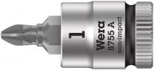 Wera Tools 05003353001 - 8755 A PZ Zyklop bit socket with 1/4" drive, PZ 1 x 28 mm