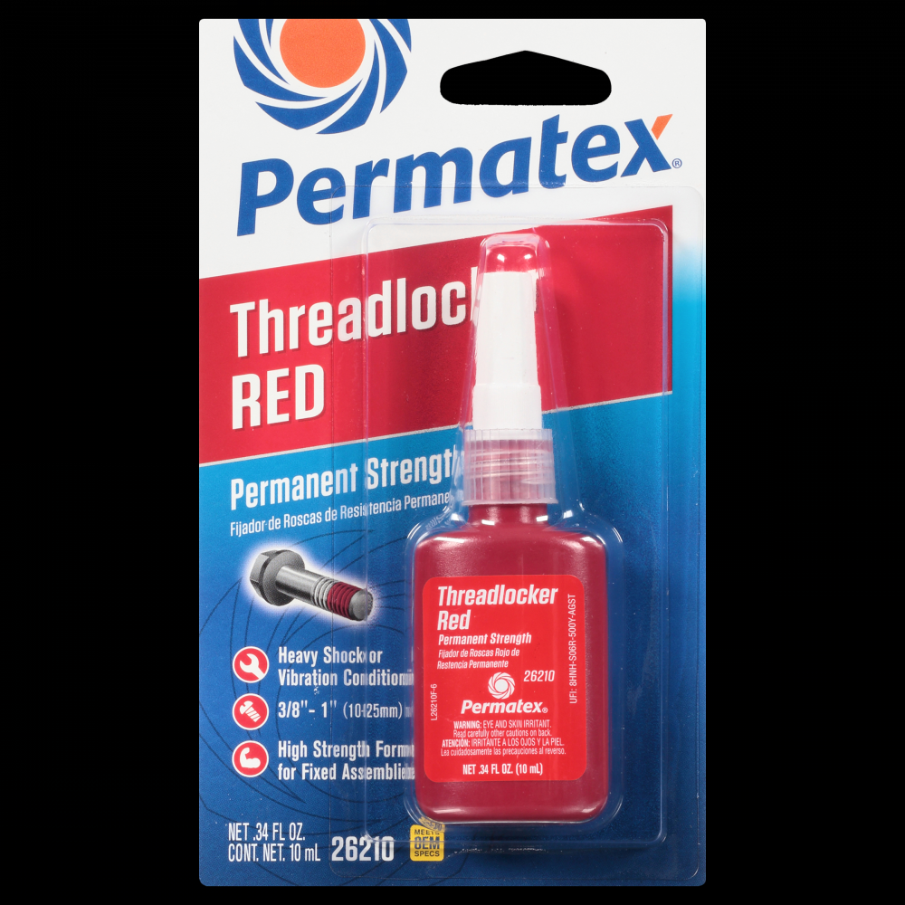 Permatex® Red High Strength 262 Threadlocker, 10mL Bottle<span class=' ItemWarning' style='display:block;'>Item is usually in stock, but we&#39;ll be in touch if there&#39;s a problem<br /></span>