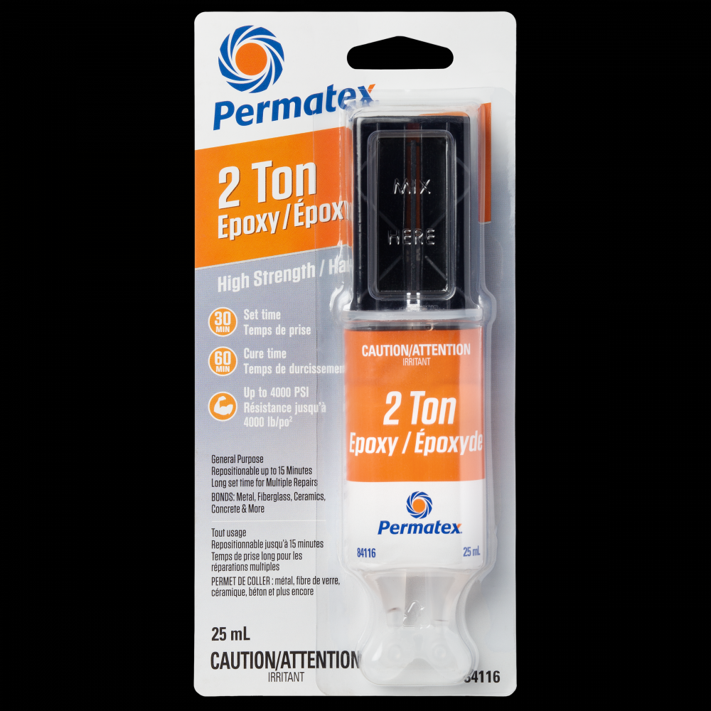 Permatex® 2 Ton Epoxy, 25mL Syringe<span class=' ItemWarning' style='display:block;'>Item is usually in stock, but we&#39;ll be in touch if there&#39;s a problem<br /></span>