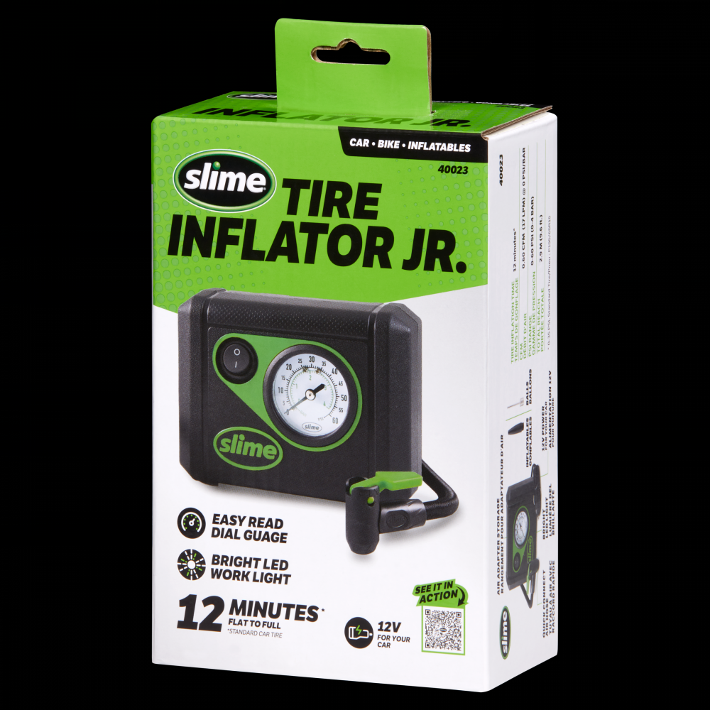 Slime® 12V Tire Inflator Jr, 12 Minute Standard Size Tire Inflation Time<span class=' ItemWarning' style='display:block;'>Item is usually in stock, but we&#39;ll be in touch if there&#39;s a problem<br /></span>