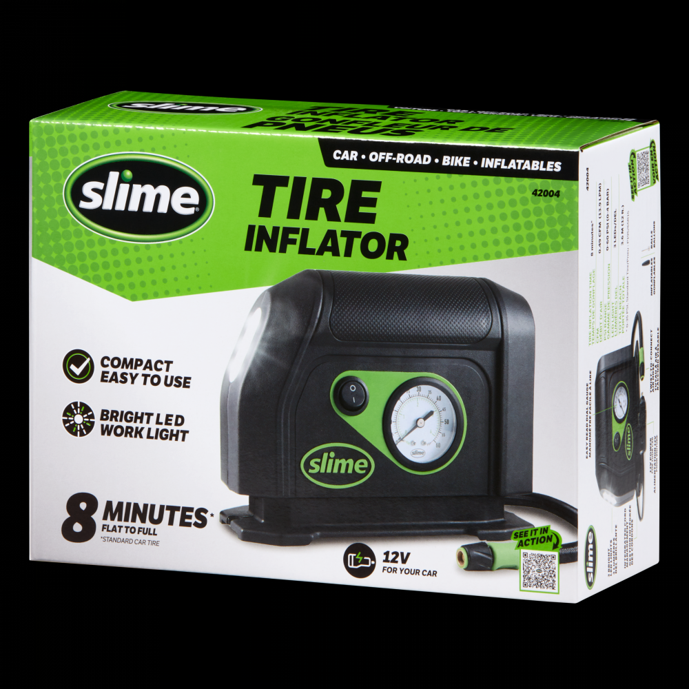 Slime® 12V Tire Inflator with LED Light, 8 Minute Standard Size Tire Inflation Time<span class=' ItemWarning' style='display:block;'>Item is usually in stock, but we&#39;ll be in touch if there&#39;s a problem<br /></span>