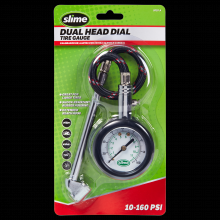 Slime 2020-A - Slime® 10-160 PSI Dual Head Dial Tire Pressure Gauge with Flexible Hose