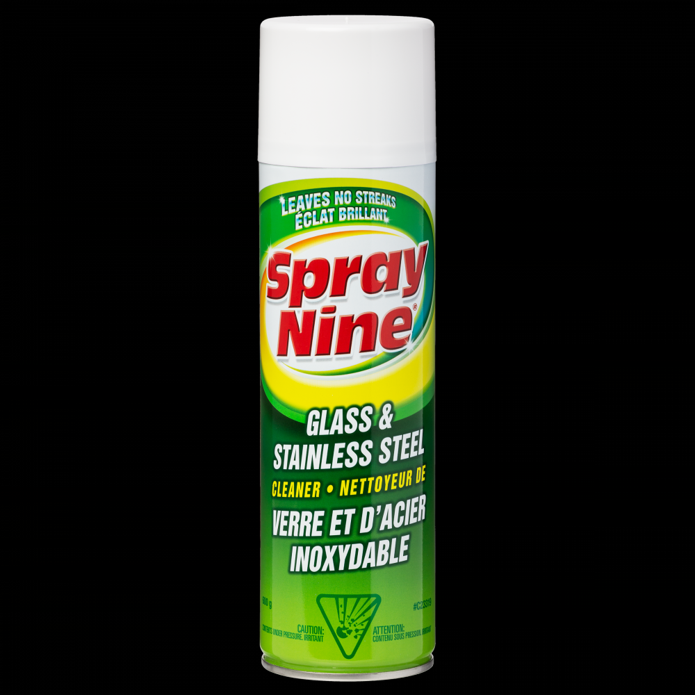 Spray Nine® Glass & Stainless Steel Cleaner, 600g Aerosol<span class=' ItemWarning' style='display:block;'>Item is usually in stock, but we&#39;ll be in touch if there&#39;s a problem<br /></span>