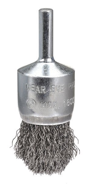 25mm, 0.3mm Steel Wire, High Speed Crimp Wire End Brush Reduced Flare 1/4&#34; round spindle<span class=' ItemWarning' style='display:block;'>Item is usually in stock, but we&#39;ll be in touch if there&#39;s a problem<br /></span>