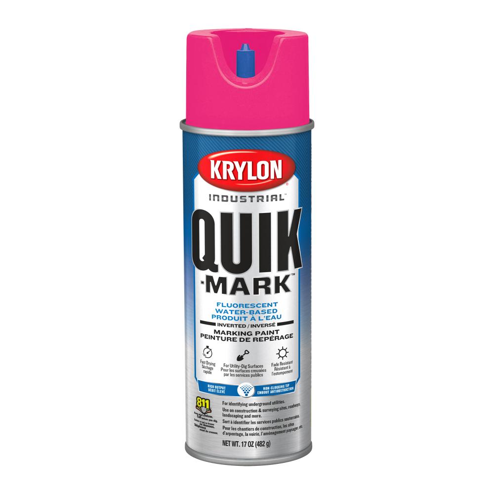 Krylon Industrial Quik-Mark Water-Based Inverted Marking Paint, Fluorescent Pink, 17 oz.<span class=' ItemWarning' style='display:block;'>Item is usually in stock, but we&#39;ll be in touch if there&#39;s a problem<br /></span>