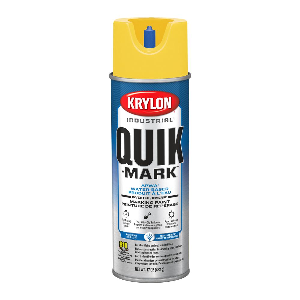 Krylon Industrial Quik-Mark Water-Based Inverted Marking Paint, Utility Yellow, 17 oz.<span class=' ItemWarning' style='display:block;'>Item is usually in stock, but we&#39;ll be in touch if there&#39;s a problem<br /></span>