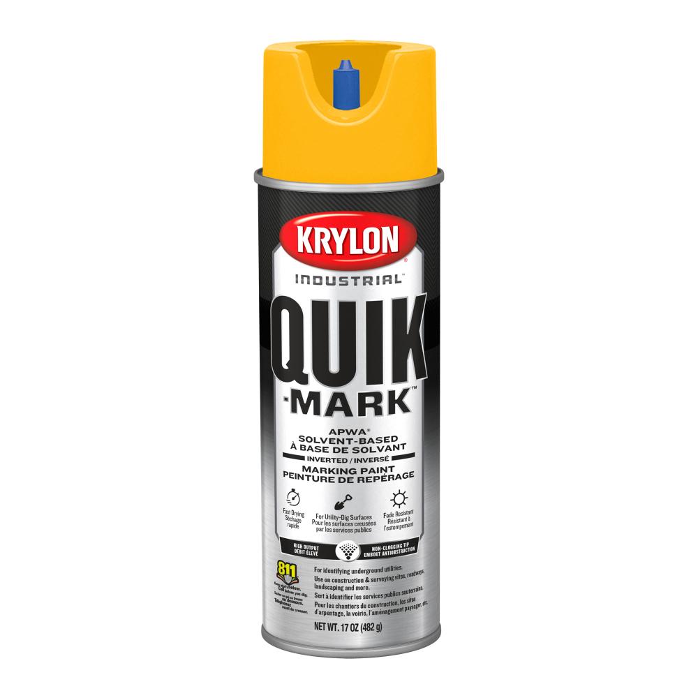 Krylon Industrial Quik-Mark Solvent-Based Inverted Marking Paint, High Visibility Yellow, 17 oz.<span class=' ItemWarning' style='display:block;'>Item is usually in stock, but we&#39;ll be in touch if there&#39;s a problem<br /></span>