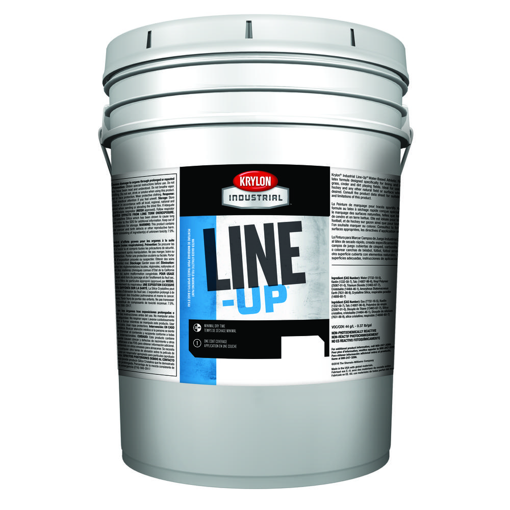 Krylon Industrial Line-Up Water-Based Athletic Field Marking Paint, Flat, Bright White, 5 Gallon<span class=' ItemWarning' style='display:block;'>Item is usually in stock, but we&#39;ll be in touch if there&#39;s a problem<br /></span>