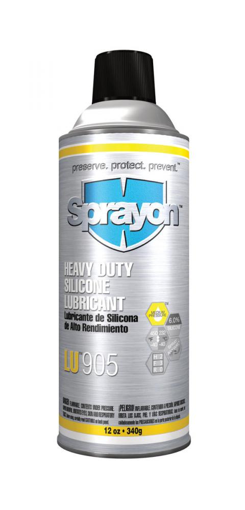 Sprayon LU905 Heavy Duty Silicone Lubricant, 12 oz.<span class=' ItemWarning' style='display:block;'>Item is usually in stock, but we&#39;ll be in touch if there&#39;s a problem<br /></span>