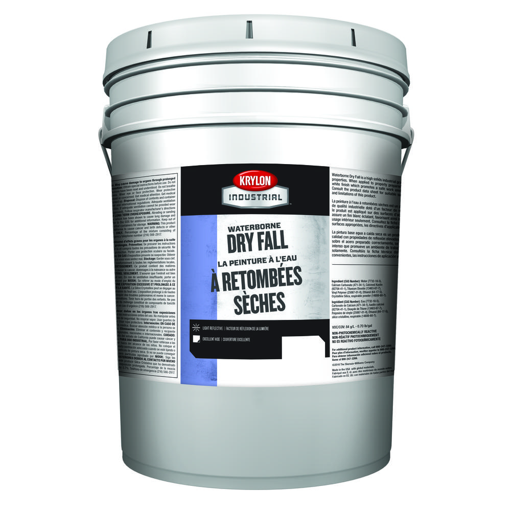 Krylon Industrial Waterborne Dry Fall, Flat, Black, 5 Gallon<span class=' ItemWarning' style='display:block;'>Item is usually in stock, but we&#39;ll be in touch if there&#39;s a problem<br /></span>