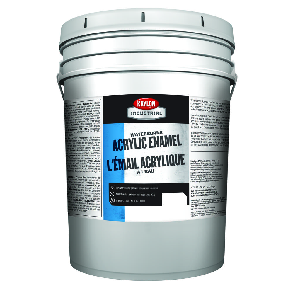 Krylon Industrial Waterborne Acrylic Enamel, Semi Gloss, Deep Base, 5 Gallon<span class=' ItemWarning' style='display:block;'>Item is usually in stock, but we&#39;ll be in touch if there&#39;s a problem<br /></span>