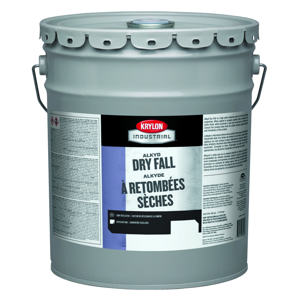 Krylon Industrial Alkyd Dry Fall, Semi-Gloss, White, 5 Gallon<span class=' ItemWarning' style='display:block;'>Item is usually in stock, but we&#39;ll be in touch if there&#39;s a problem<br /></span>