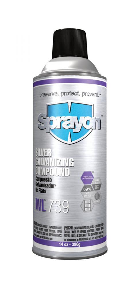 Sprayon WL739 Silver Galvanizing Compound, Medium Gloss, Silver Gray, 14 oz.<span class=' ItemWarning' style='display:block;'>Item is usually in stock, but we&#39;ll be in touch if there&#39;s a problem<br /></span>