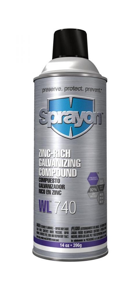 Sprayon WL740 Zinc-Rich Galvanizing Compound, Low Gloss, Medium Gray, 14 oz.<span class=' ItemWarning' style='display:block;'>Item is usually in stock, but we&#39;ll be in touch if there&#39;s a problem<br /></span>