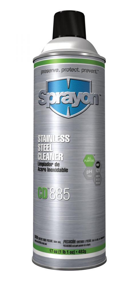 Sprayon CD885 Stainless Steel Cleaner, 17 oz.<span class=' ItemWarning' style='display:block;'>Item is usually in stock, but we&#39;ll be in touch if there&#39;s a problem<br /></span>