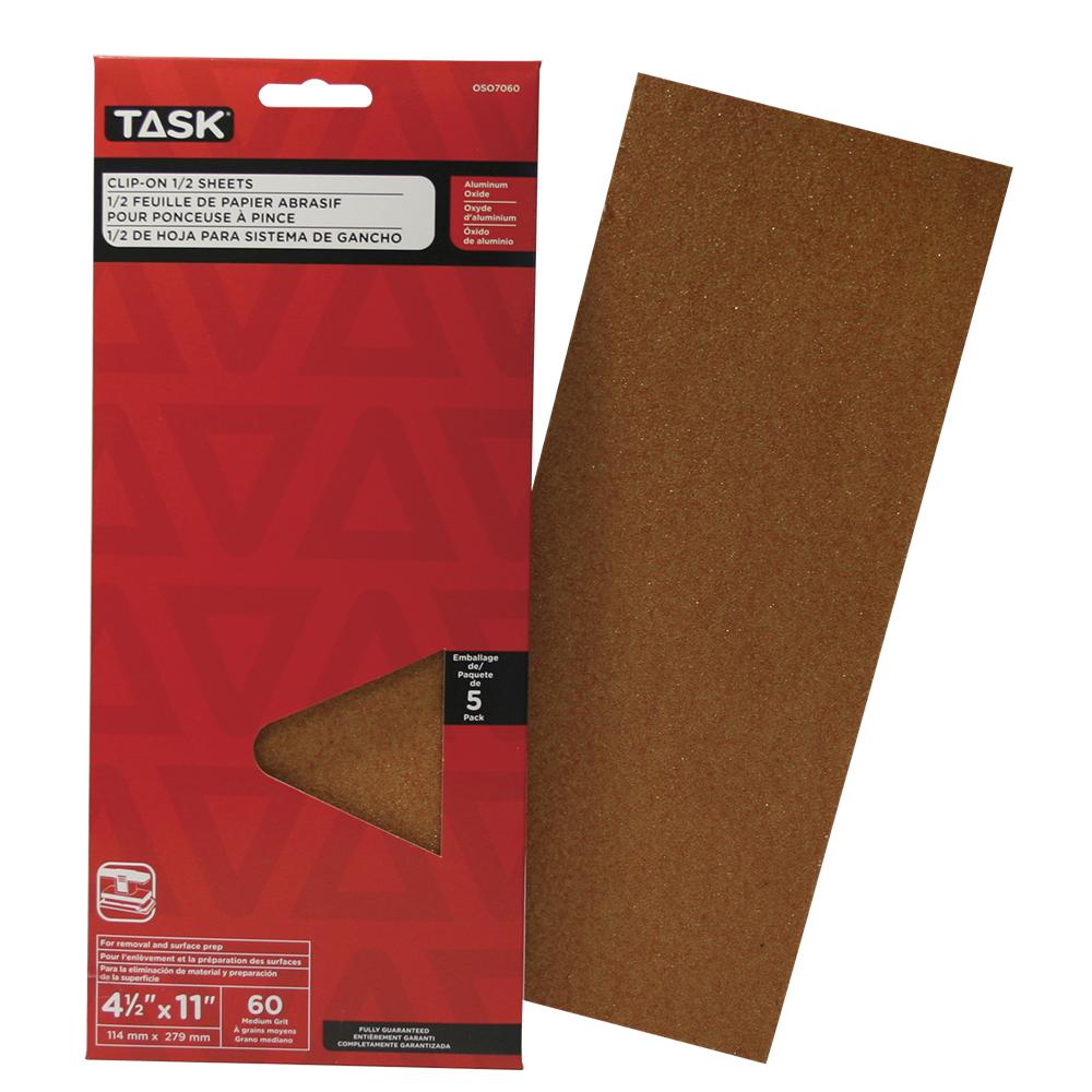 4-1/2&#34; x 11&#34; 60 Grit Medium Aluminum Oxide 1/2 Clip-On Sheets - 5/pack<span class=' ItemWarning' style='display:block;'>Item is usually in stock, but we&#39;ll be in touch if there&#39;s a problem<br /></span>