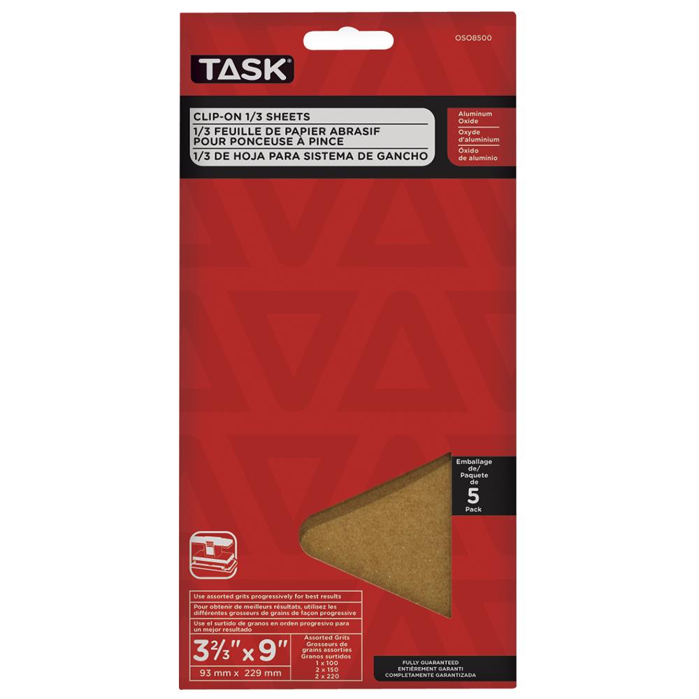 3-2/3&#34; x 9&#34; Assorted Grits Aluminum Oxide 1/3 Clip-On Sheets - 5/pack<span class=' ItemWarning' style='display:block;'>Item is usually in stock, but we&#39;ll be in touch if there&#39;s a problem<br /></span>