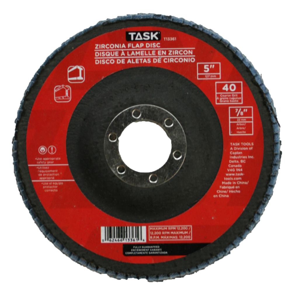 5&#34; 40 Grit 7/8&#34; Arbor Alumina Zirconia Flap Discs - Bulk<span class=' ItemWarning' style='display:block;'>Item is usually in stock, but we&#39;ll be in touch if there&#39;s a problem<br /></span>