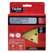 Task Tools T15031 - 5" 8 Hole 120 Grit Hook & Loop Sanding Discs - 25/pack