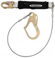 Werner Fall Protection C361220LE - C361220LE Single Leg Cable Leading Edge Lanyard (DCELL Shock Pack, 1/4in Vinyl C