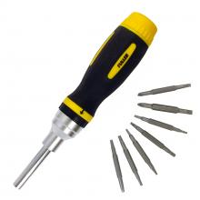 Fuller Tool 125-1000 - Ratcheting Screwdriver with 8 Double-Ended Bits