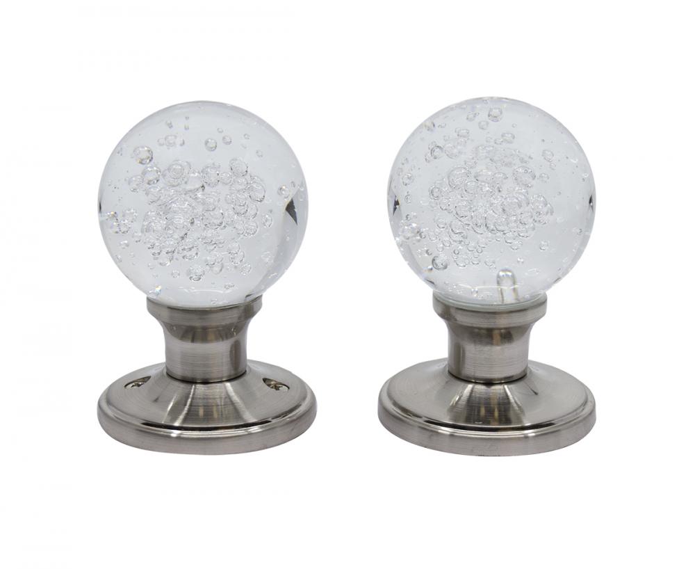 Door Knob Crystal Bubble Privacy Satin Nickel<span class=' ItemWarning' style='display:block;'>Item is usually in stock, but we&#39;ll be in touch if there&#39;s a problem<br /></span>