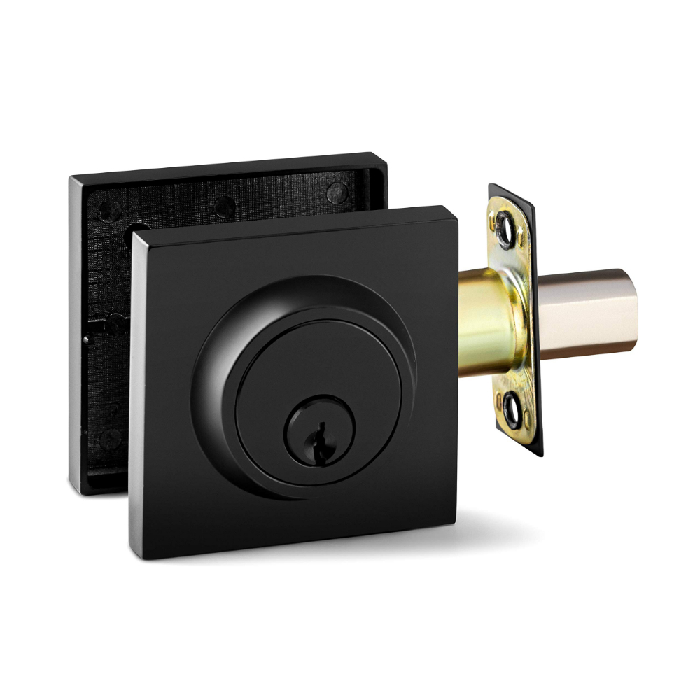 Deadbolt Single Cylinder Square Matte Black<span class=' ItemWarning' style='display:block;'>Item is usually in stock, but we&#39;ll be in touch if there&#39;s a problem<br /></span>