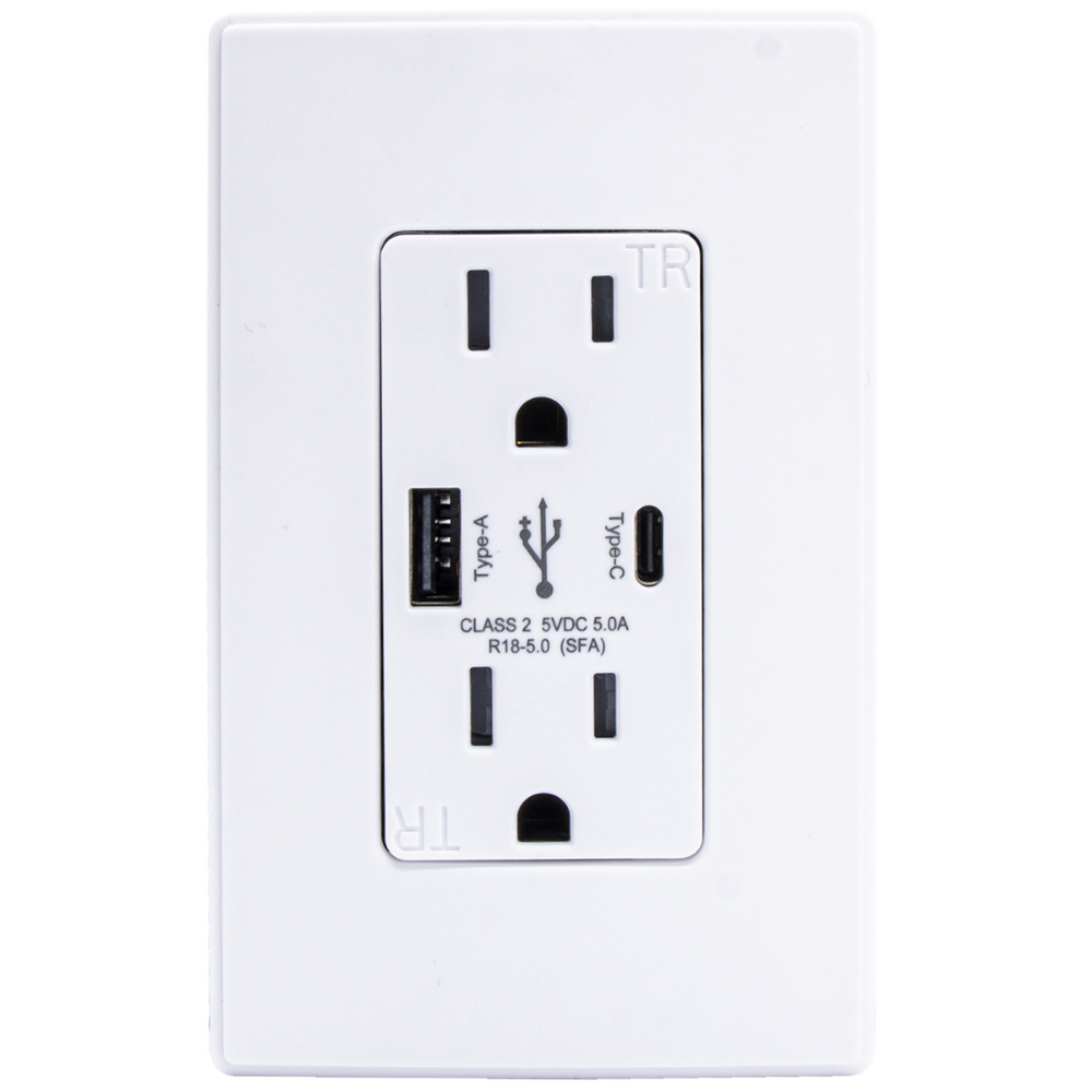 Decora 15-Amp Duplex/USB A&C Charger Receptable with Wall Plate White<span class=' ItemWarning' style='display:block;'>Item is usually in stock, but we&#39;ll be in touch if there&#39;s a problem<br /></span>