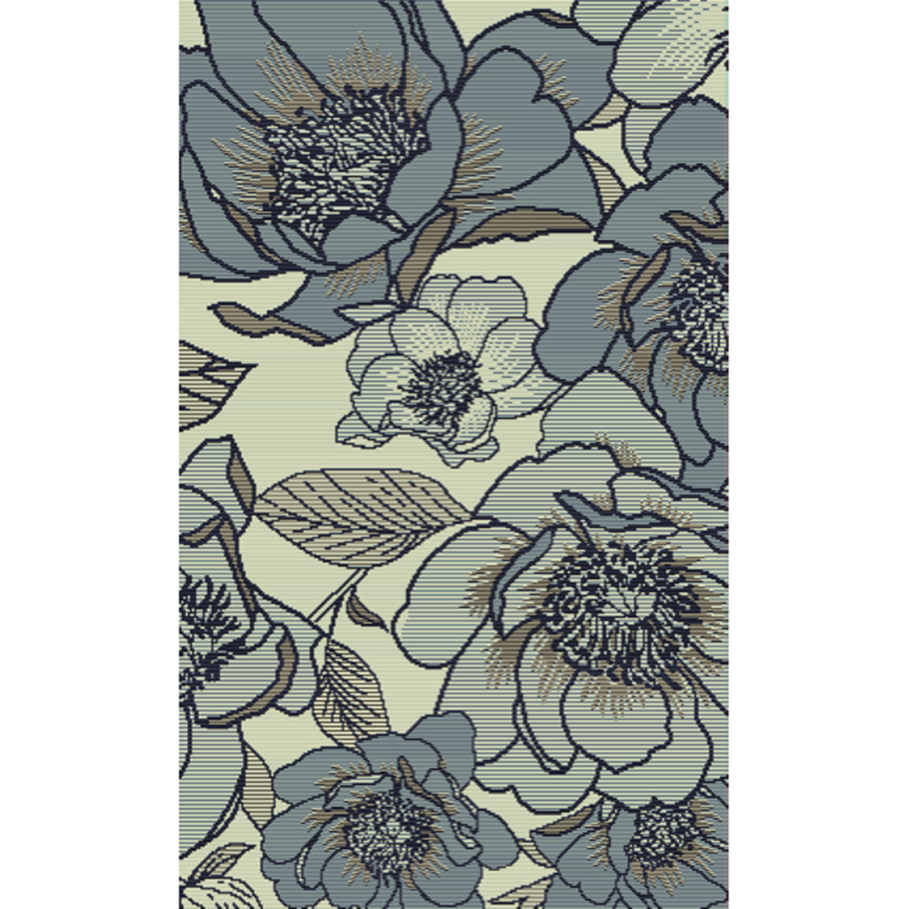 Outdoor Plastic Patio Rug Kassia Floral 4 x 6ft Blue/Ivory/Black/Green<span class=' ItemWarning' style='display:block;'>Item is usually in stock, but we&#39;ll be in touch if there&#39;s a problem<br /></span>