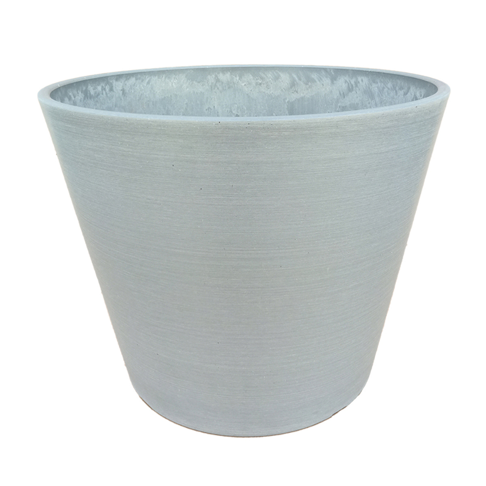 Planter Composite Round Taper 16in x 13in Pewter<span class=' ItemWarning' style='display:block;'>Item is usually in stock, but we&#39;ll be in touch if there&#39;s a problem<br /></span>