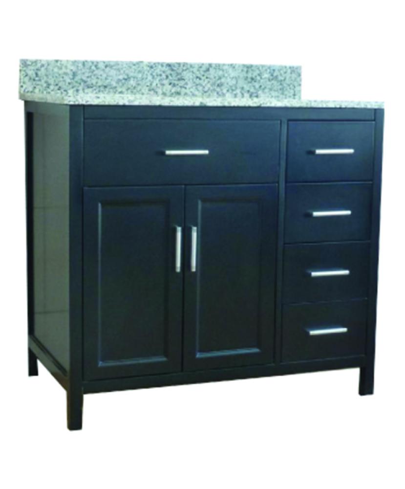 Vanity with Granite Top 2-Door/4-Drawer 36x22x38&#34; Black<span class=' ItemWarning' style='display:block;'>Item is usually in stock, but we&#39;ll be in touch if there&#39;s a problem<br /></span>