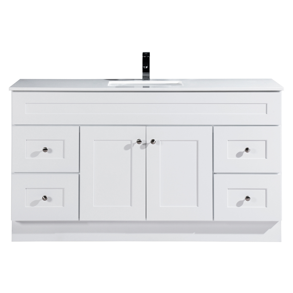 Newport Vanity and Basin 2-Door/4-Drawer 60x18x34&#34; White<span class=' ItemWarning' style='display:block;'>Item is usually in stock, but we&#39;ll be in touch if there&#39;s a problem<br /></span>