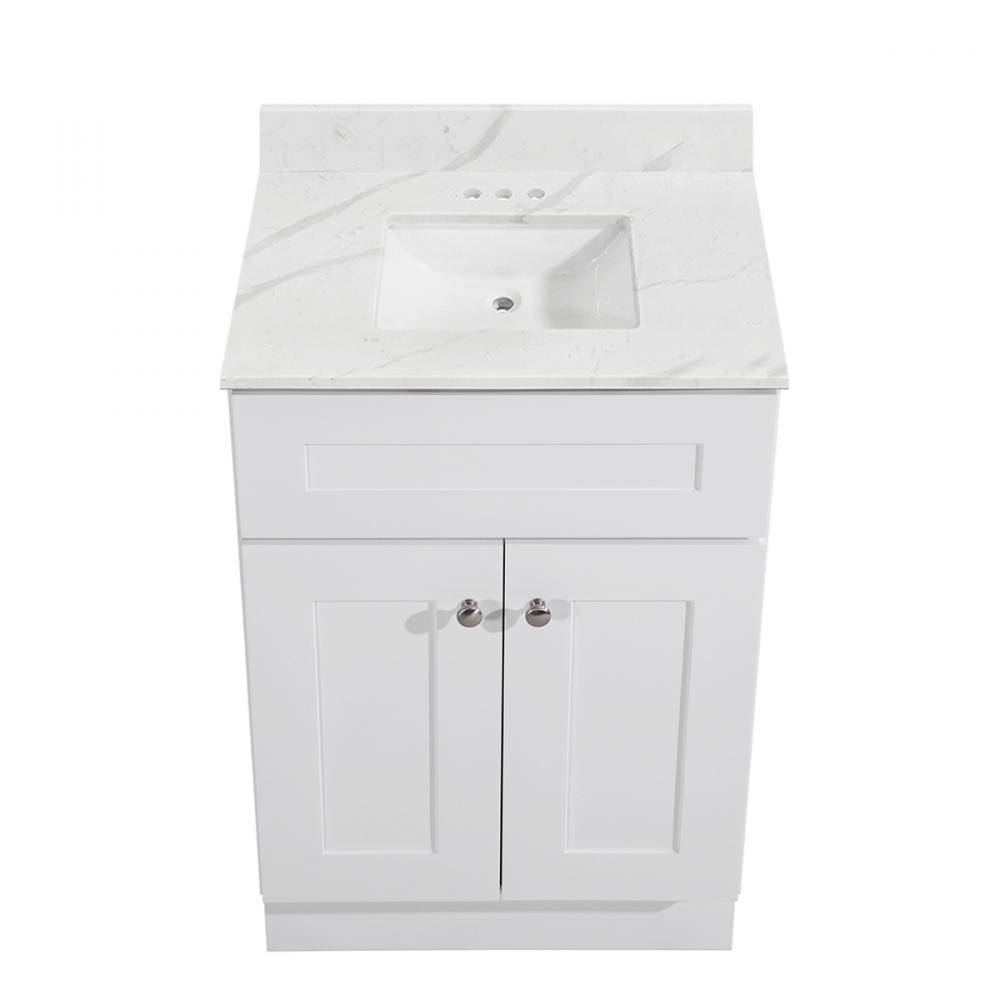 Newport Vanity w/Marble Top 2-Door 24in x 21in White<span class=' ItemWarning' style='display:block;'>Item is usually in stock, but we&#39;ll be in touch if there&#39;s a problem<br /></span>