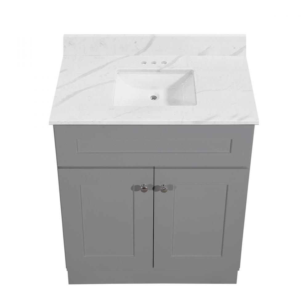 Newport Vanity w/Marble Top 2-Door 30in x 21in Light Grey<span class=' ItemWarning' style='display:block;'>Item is usually in stock, but we&#39;ll be in touch if there&#39;s a problem<br /></span>