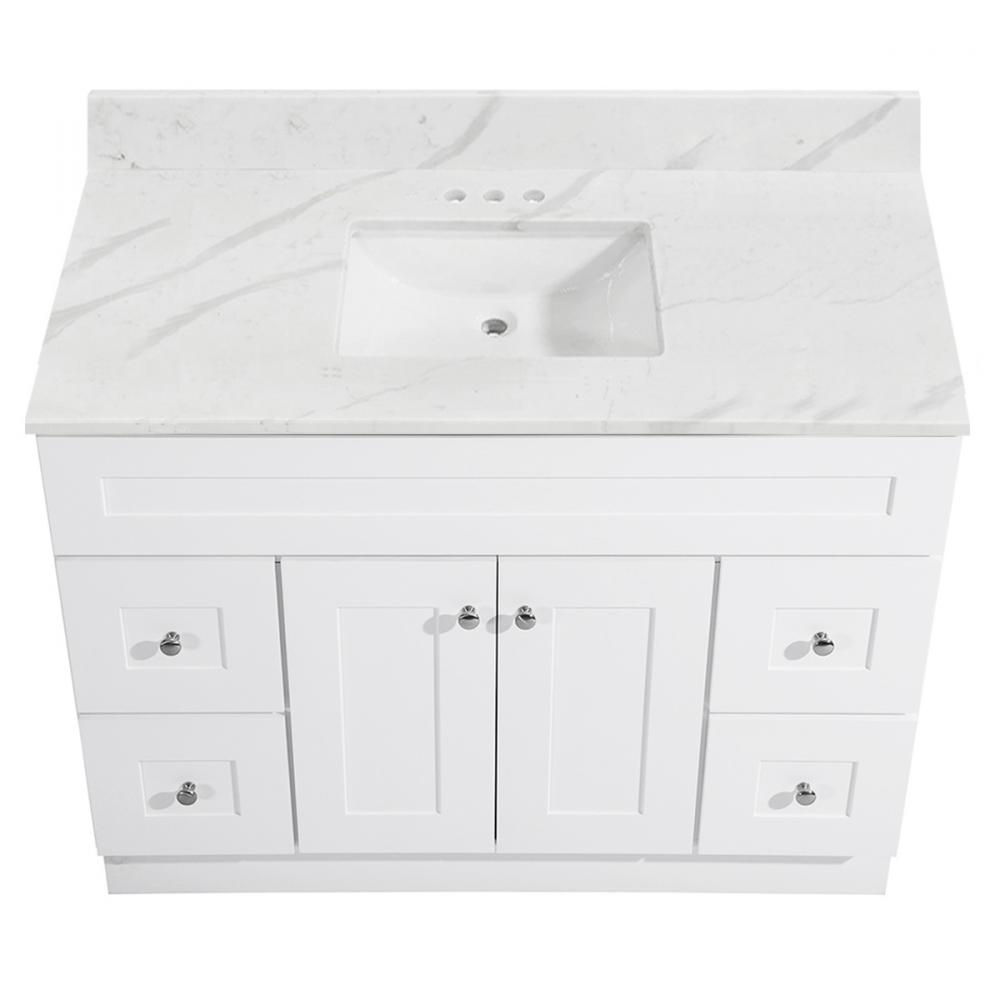 Newport Vanity Marble Top 2-Door/4-Drwr 48in x 21in White<span class=' ItemWarning' style='display:block;'>Item is usually in stock, but we&#39;ll be in touch if there&#39;s a problem<br /></span>