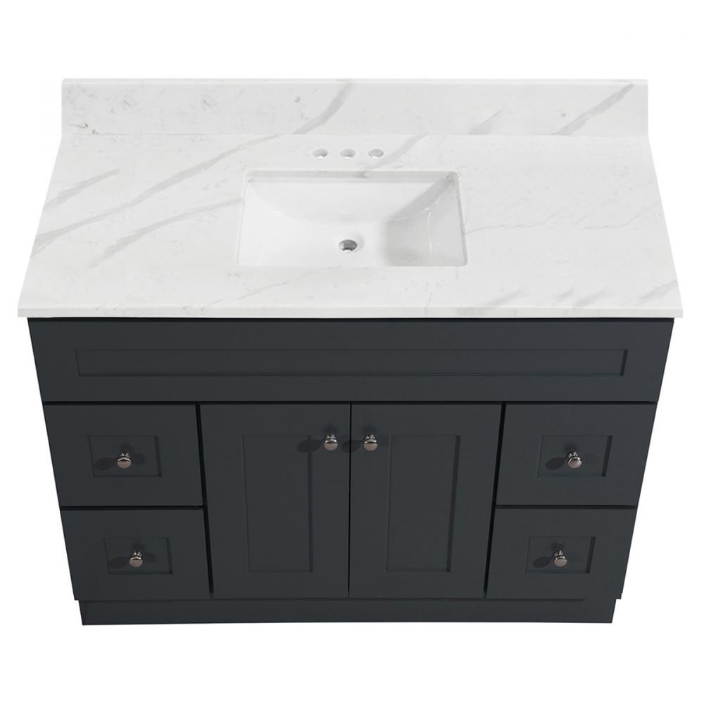 Newport Vanity Marble Top 2-Door/4-Drwr 48in x 21in Dk Gry<span class=' ItemWarning' style='display:block;'>Item is usually in stock, but we&#39;ll be in touch if there&#39;s a problem<br /></span>