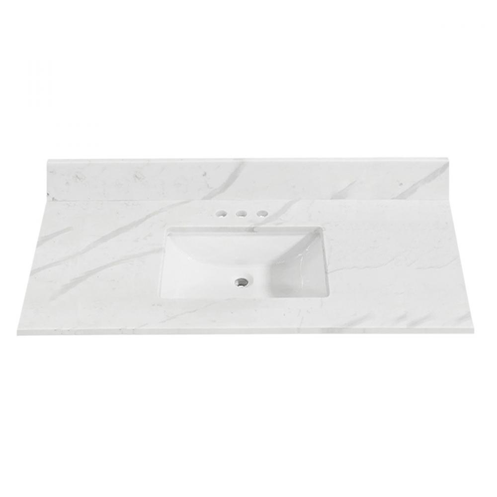 Eng. Marble Top Rectangle Undermount Sink 37in x 22in Wht/Gry<span class=' ItemWarning' style='display:block;'>Item is usually in stock, but we&#39;ll be in touch if there&#39;s a problem<br /></span>