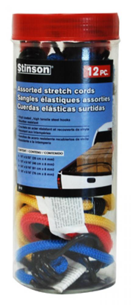 Tie Down Bungee Stretch Cord Solid Color Ast in Tub 12Pc<span class=' ItemWarning' style='display:block;'>Item is usually in stock, but we&#39;ll be in touch if there&#39;s a problem<br /></span>