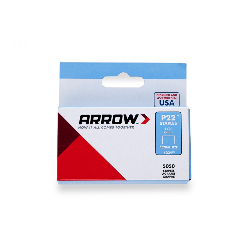 Staples P22 ¼In X 7/16in Crown 5000Pk Arrow 224<span class=' ItemWarning' style='display:block;'>Item is usually in stock, but we&#39;ll be in touch if there&#39;s a problem<br /></span>