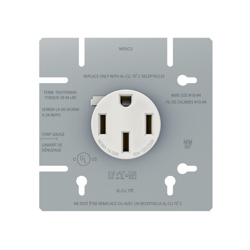 Range Receptacle with Metal Plate 50A - 125/250V<span class=' ItemWarning' style='display:block;'>Item is usually in stock, but we&#39;ll be in touch if there&#39;s a problem<br /></span>