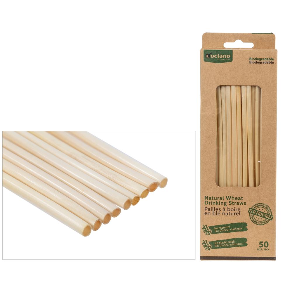 Luciano 50pc Biodegradable Wheat Straws 20cm<span class=' ItemWarning' style='display:block;'>Item is usually in stock, but we&#39;ll be in touch if there&#39;s a problem<br /></span>