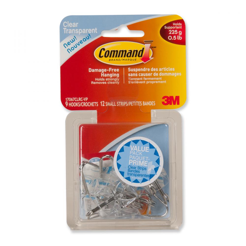 Command™ Wire Hook Clear Small 9Pk<span class=' ItemWarning' style='display:block;'>Item is usually in stock, but we&#39;ll be in touch if there&#39;s a problem<br /></span>